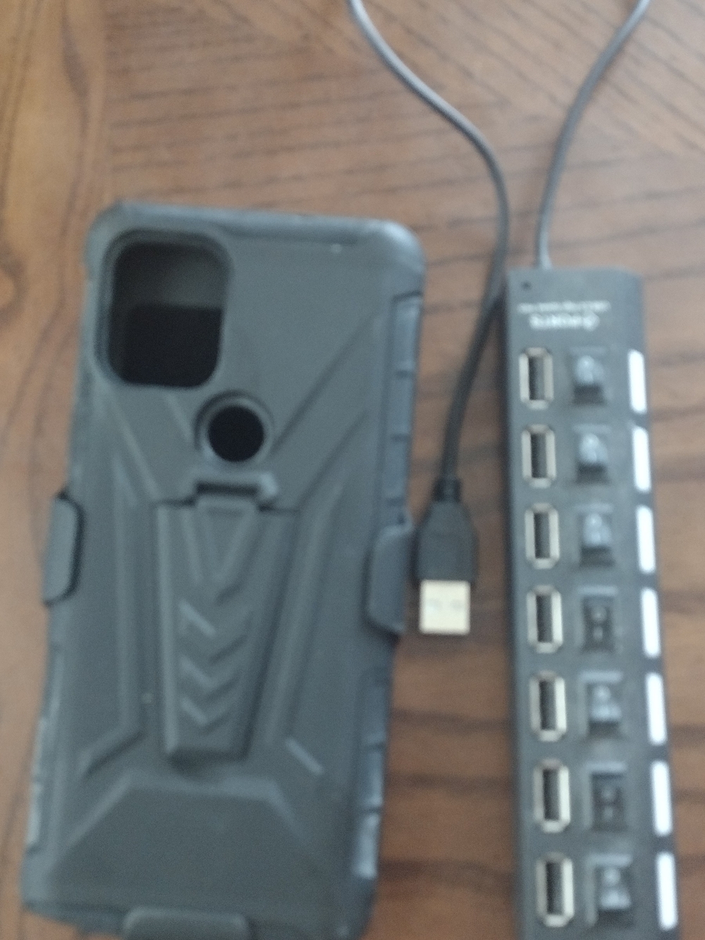 Black Phone Case with Holster and Black USB Hub $5